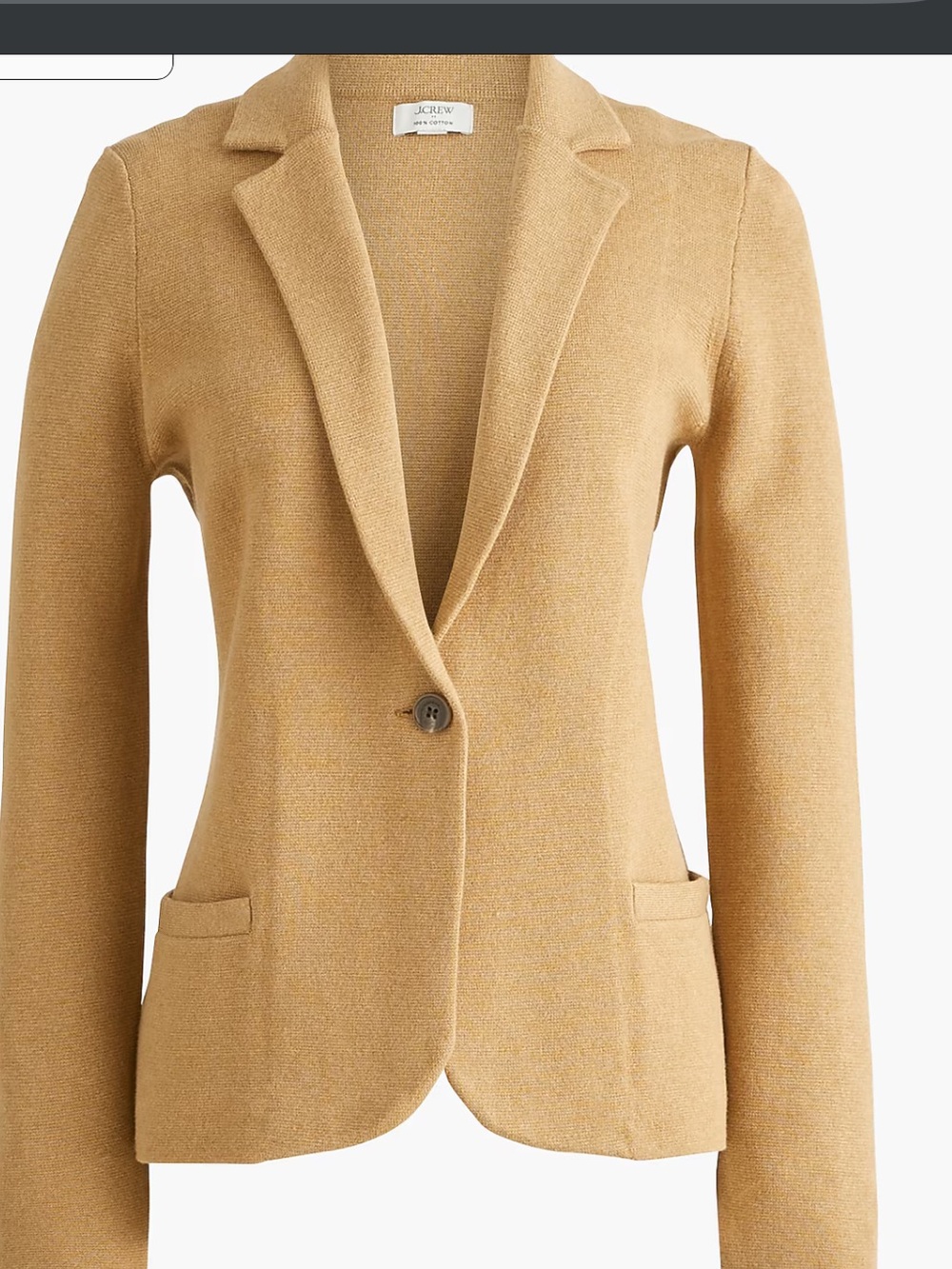 J. Crew Factory Acorn Camel One Button Knit Schoolboy sweater Blazer Cardigan M - Picture 2 of 12